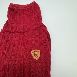 Red Cable Knit Dog Sweater Size L Small Dog Cozy Knit